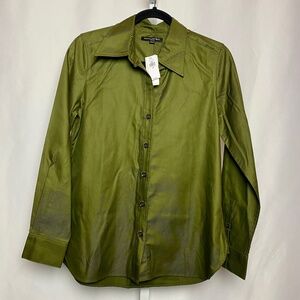 NWT Banana Republic Womenʻs Heritage Olive Green Button Down Shirt XS